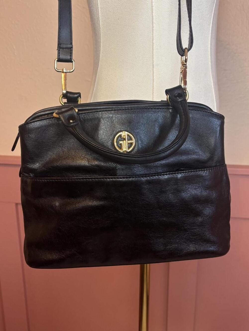 Giani Bernini 80s vintage black leather handle bag